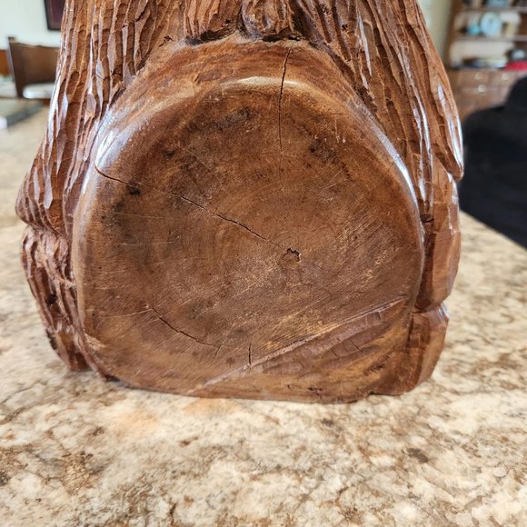 Hand Carved Wood Vintage Lion Head 8.75 T x 11" W - Picture 3 of 5